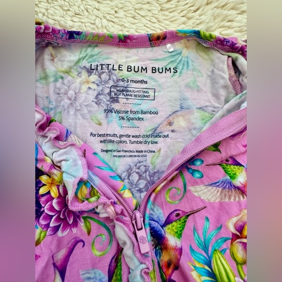 Girls 0-3 months Little Bum Bums Hummingbird bamboo pajamas - Picture 5 of 5